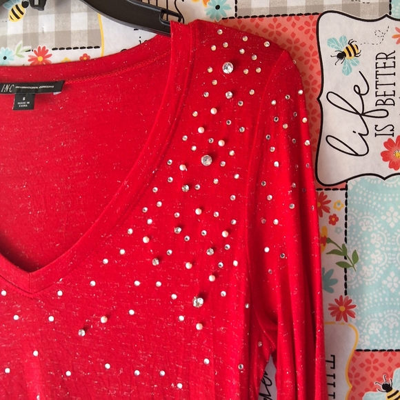 NWT INC METALLIC V-NECK PULLOVER TOP - Picture 5 of 13